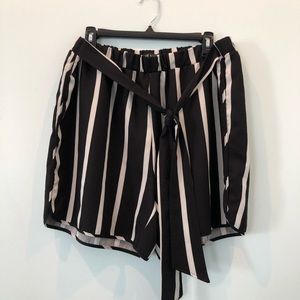 Stripped Belted Shorts